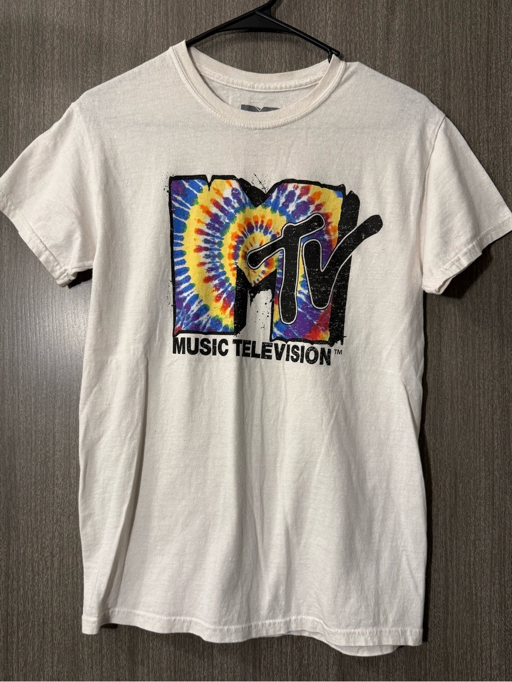 MTV Logo Crewneck Tee - White with Black Print
